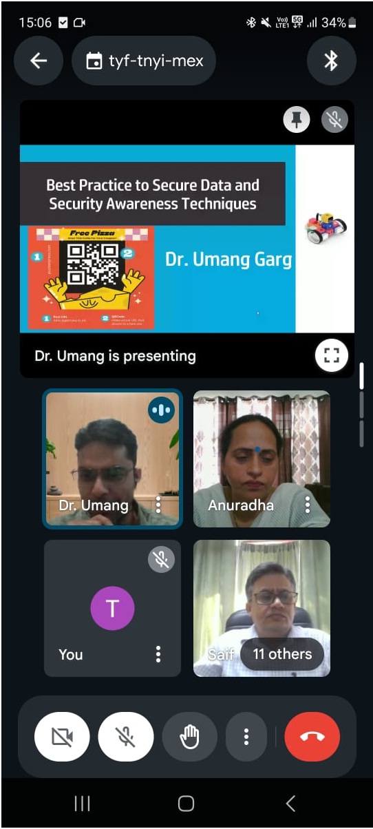 DCE & DS, Panjab University organised Webinar on "Best Practices to secure the data and Security Awareness Techniques"